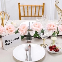 BLUSH 6 ft long Silk Rose Wedding Garland Leaves Bendable Wire Vines Home Sale