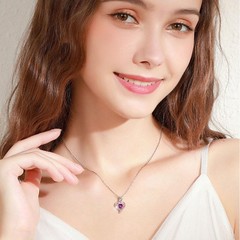 Preserved Rose Box with Crystal 16-32 inches, Purple Necklace