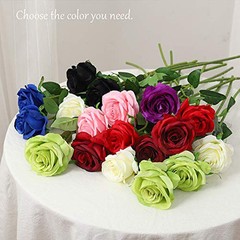 12 PCS Artificial Flowers Roses Silk Flowers Fake Long Stem Artificial Pink