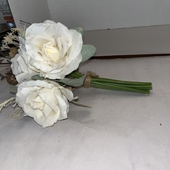 Rustic Cream/ivory Rose Wedding Boutique Set Natural Brown Accents Artificial
