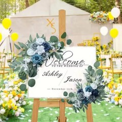 Artificial Wedding Arch Flowers Kit Boho Dusty Rose Blue Eucalyptus Garland Drap