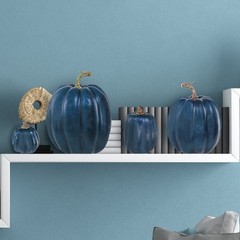 Winlyn 7 Pcs Assorted Sizes Navy Blue Artificial Pumpkins Dark