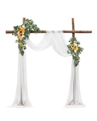 Uimoso Artificial Wedding Arch Flowers Kit Yellow 2 Pcs Flowers 1 Pcs Drapes