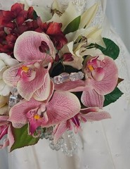 Wedding Bouquet of Phalaenopsis Orchids and Roses Faux Silk Bouquet