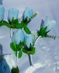 20 Pc Wedding Bouquet Set, Light Blue Roses, White Roses, Bridal Bouquet Package
