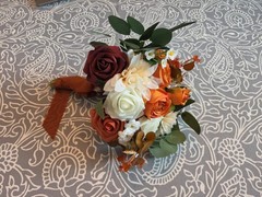 Rinlong 1Pc Wedding Bridesmaids/Bride Bouquet Burnt Orange Terracotta Cream