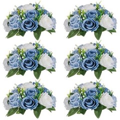 NUPTIO 6 Pcs Wedding Vase & 6 Pcs Artificial Flowers Set for Wedding Centerpi…