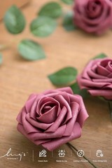 Artificial Flowers 25Pcs Mauve Roses Decor w/Stems,3″ Real Touch DIY Foam Flo…