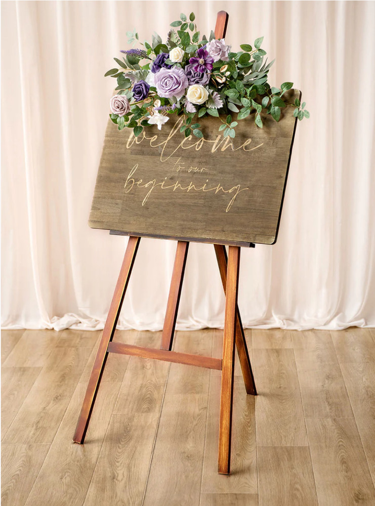 Ling’s Moment, Wedding Faux Flower Sign Decor Purple (Lilac & Gold) Set!