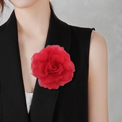 Rose Flower Brooches and Pins for Women | Red Brooches for Women with Hair Cl…