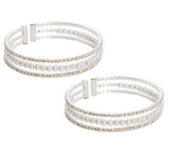 CORSAGE BRACELET Cuff Silver Pearl Diamante flowers wedding formal anniversary