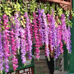 12 Pieces Artificial Wisteria Fuchsia Hanging Flowers – 3.75 Feet/Piece