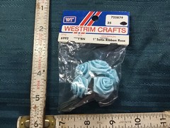 New – Light Blue Roses Satin Ribbon Wedding DIY Craft – Set of 6
