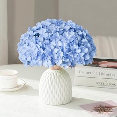 65Pcs Hydrangea Artificial Flowers Bulk，Realistic Silk Fake Flowers 65 Pcs Blue