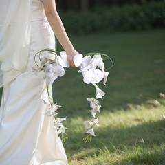 Realistic White Silk Artificial Flower Bridal Bouquet Elegant Handheld Flower
