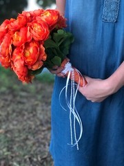 Vibrant Orange Wedding Bouquet Set