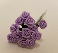 Lot 144 pcs Lilac Lavender Satin Ribbon Roses Flowers 10mm 3/8″ on Wire Stem