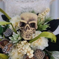 Gothic Garden Skull Boho Faux Silk Wedding Bouquet