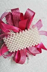 Light & Dark Pink SILK Flower Wrist Corsage & Boutonniere Set, Prom, wedding