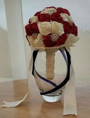 NEW Bridal Red & Ivory Satin Floral Wedding Bouquet