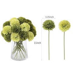 20Pcs Green Chrysanthemums Artificial Flowers Fake Silk Ball Grass Green