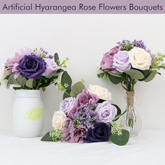 Artificial Bridesmaid Bouquets 6 Pcs – 7 Inch Pre-made Bridesmaids Bouquet Small