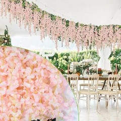 48 Pack Artificial Wisteria Hanging Flowers Fake Wisteria 48Pcs Light Pink