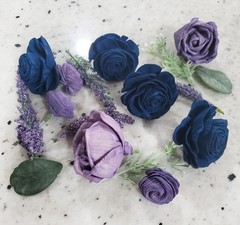 Lavender Navy Wedding Cake Flower Topper Purple Blue Sola Wood Wildflower Decor