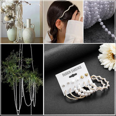 White Pearl Garland Strand,3Mm Crystal Beads Faux Bead Spool Rope for Wedding Pa