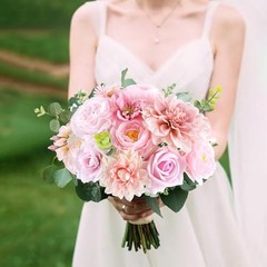 Rose Artificial Flowers Combo Fake Flowers Rose Silk Flowers with Nude Pink