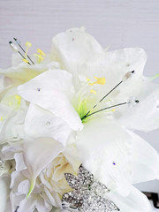 Elegant Calla Lily & Pearl Wedding Bouquet – White Rose Diamonds
