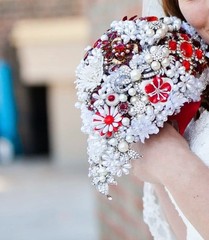 European Wedding Bouquet – Red, White & Silver