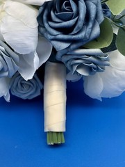 Dusty Blue & White Artificial Wedding Bridal Bouquet Ling’s Moments Faux Flowers