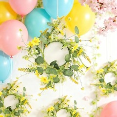 6 Pcs Spring Daisy Candle Rings Wreaths for Kitchen Cabinet Artificial Yellow