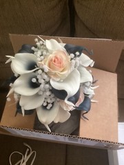 Real touch navy and blush wedding bouquet