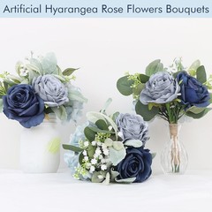 Artificial Bridesmaid Bouquets – Set of 4 Silk Rose Flowers Bouquet Wedding Rust