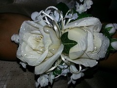 Wedding rose stephanotis white ivory wrist corsage prom homecoming military ball