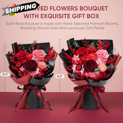 Bessol Flowers for Delivery Preserved Small, Red Flower Bouquet