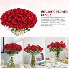 Pcs Artificial Roses Bulk Velvet Silk Red Rose Roses for Wedding 60 Burgundy