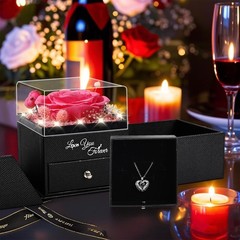 Gifts for Women Preserved Real Roses with I Love You Necklace Fresh Forever F.