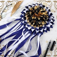 Knitgrip 3 Pcs Homecoming Mum Flowers 6.5″ Silk Homecoming Mum – Black and Gold