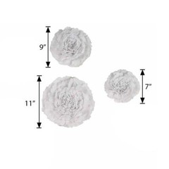 12 pack 7″ 9″ 11″ White Tissue Paper Carnation Flowers Home Wall Backdrop