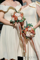 Set of 4 Terracotta Bridesmaid Bouquets for Vintage Weddings and Proposals