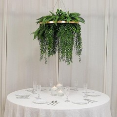 42 in Green Faux Fern Artificial Greenery Bush with Gold Metal Hanging Hoop