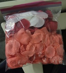 Mixed lot Fabric Flower Petals Coral, Red & White