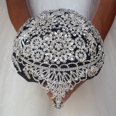Sparkly Crystal Rhinestones Wedding Bridal Bouquet Brooch Bride Hand Flower 18cm