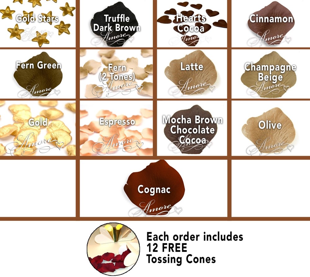 Silk Rose Petals 1000 Brown Variety