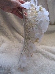 Brides Cascade Bouquet Vintage 70s-80s wedding Artificial flower sheer ribbons