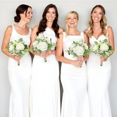 Bridesmaids Bouquets Set of 6 Ivory White Artificial Flowers 7 Inch Bridesmaid B