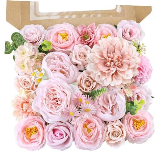 Rose Artificial Flowers Combo Fake Flowers Rose Silk Flowers with Nude Pink